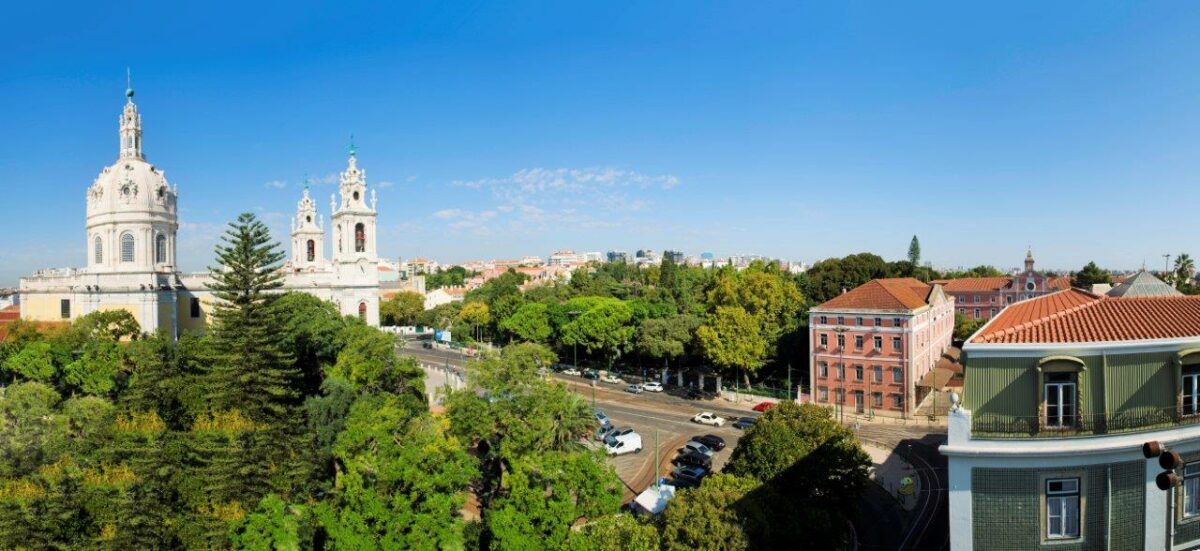 Vista panorâmica da zona da Basílica e Jardim da Estrela