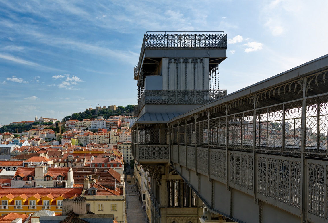 Fotografia do topo do Elevador de Santa Justa 